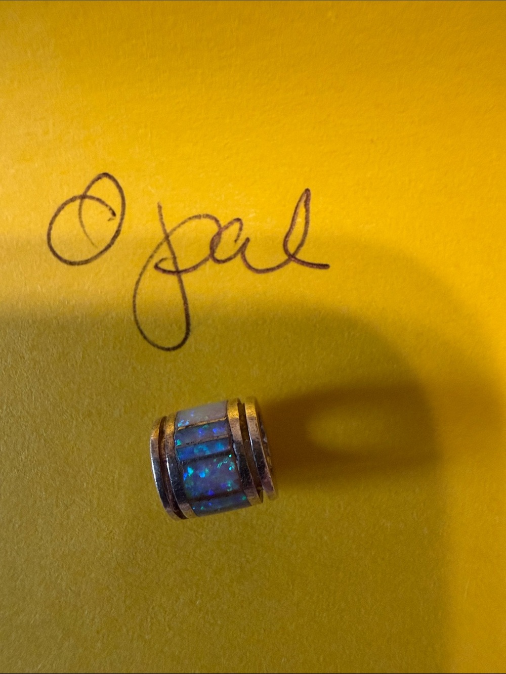 Silver Blue Opal Inlay Barrel Charm